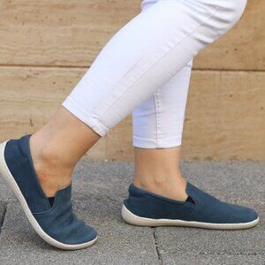 FeelBarefoot women's slip-ons in nubuck leather (handmade, zero drop, grounding)